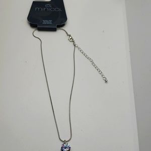 Minicci Silver Tone Necklace With Cubic Zirconia Pendant 15 Inch W 4 Inch Extend